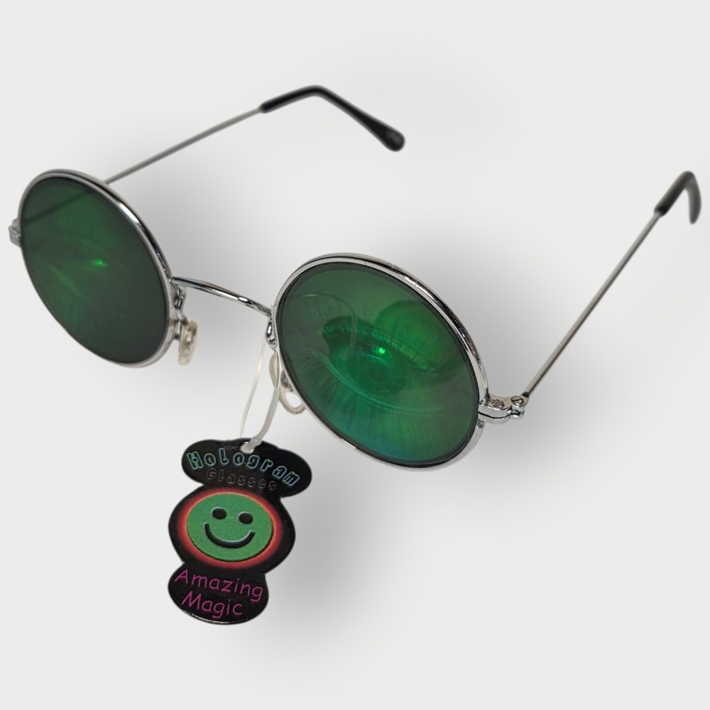 Holographic WIDE HUMAN EYES Sunglasses Glasses Vintage 1990's Halloween Costume